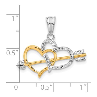14K Yellow Gold Hearts Arrow Pendant – view 5