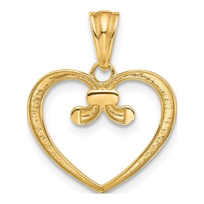 14K Yellow Gold Diamond-Cut Heart Pendant – view 4