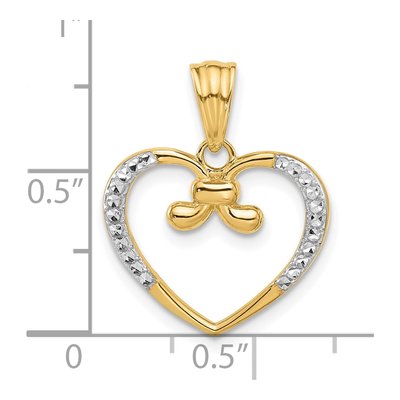 14K Yellow Gold Diamond-Cut Heart Pendant – view 5
