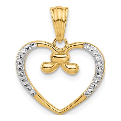 14K Yellow Gold Diamond-Cut Heart Pendant
