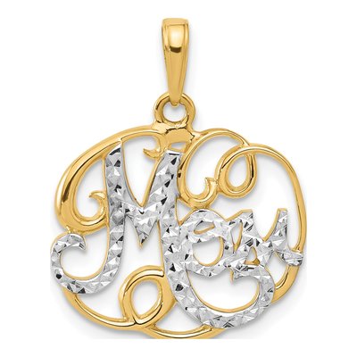14K Yellow Gold MOM Fancy Pendant