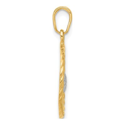 14K Yellow Gold Diamond-Cut Heart MOM Pendant – view 3