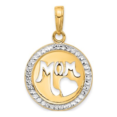 14K Yellow Gold MOM Heart Pendant