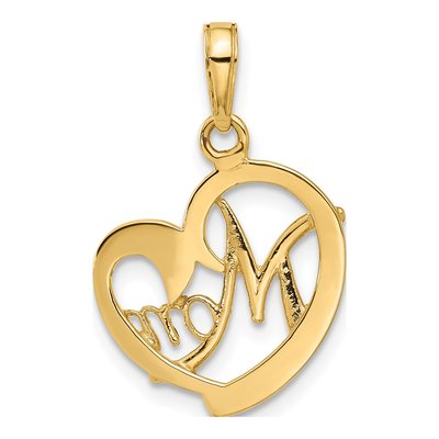 14K Yellow Gold Diamond-Cut MOM Heart Pendant – view 4