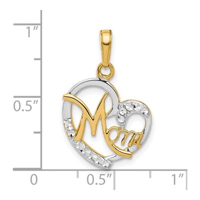 14K Yellow Gold Diamond-Cut MOM Heart Pendant – view 5