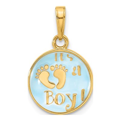 14K Yellow Gold It's Boy Pendant