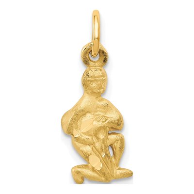 14K Yellow Gold Aquarius Zodiac Pendant
