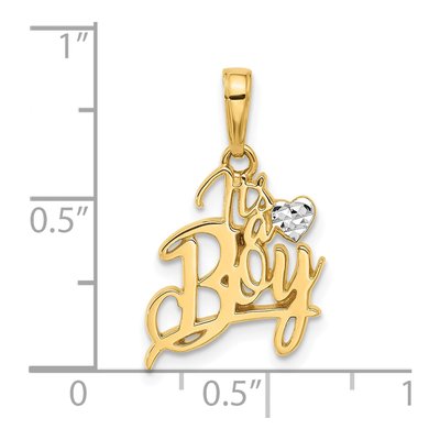 14K Yellow Gold It's Boy Heart Pendant – view 5
