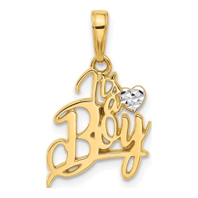 14K Yellow Gold It's Boy Heart Pendant