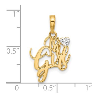 14K Yellow Gold It's GIRL Heart Pendant – view 5