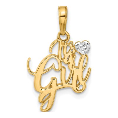 14K Yellow Gold It's GIRL Heart Pendant