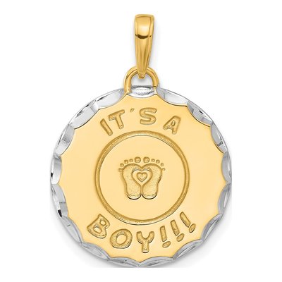 14K Yellow Gold It's Boy Pendant