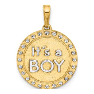 14K Yellow Gold It's Boy Diamond-Cut Pendant