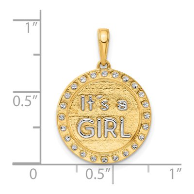 14K Yellow Gold Diamond-Cut It's Girl Pendant – view 5