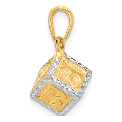14K Yellow Gold 3-D Baby Alphabet Block Pendant – view 3