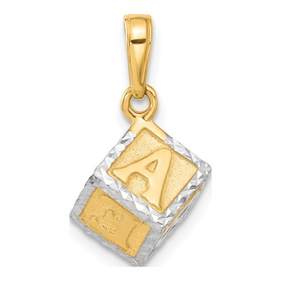 14K Yellow Gold 3-D Baby Alphabet Block Pendant – view 4