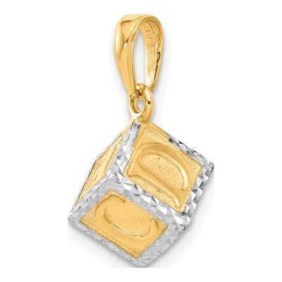 14K Yellow Gold 3-D Baby Alphabet Block Pendant – view 5