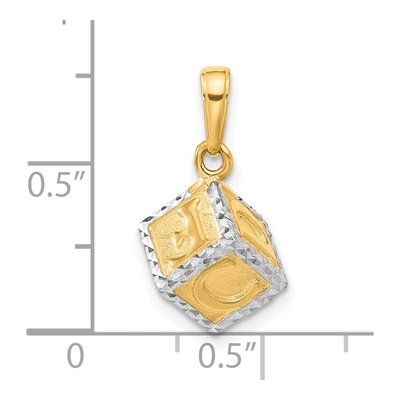 14K Yellow Gold 3-D Baby Alphabet Block Pendant – view 6