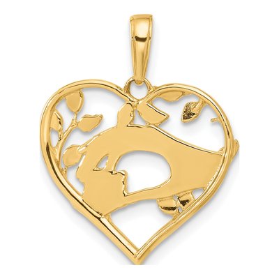 14K Yellow Gold Mother Child Hands Heart Pendant – view 4