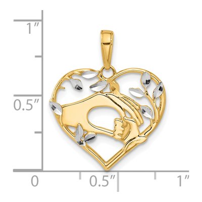 14K Yellow Gold Mother Child Hands Heart Pendant – view 5