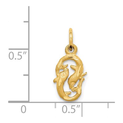 14K Yellow Gold Pisces Zodiac Pendant – view 4