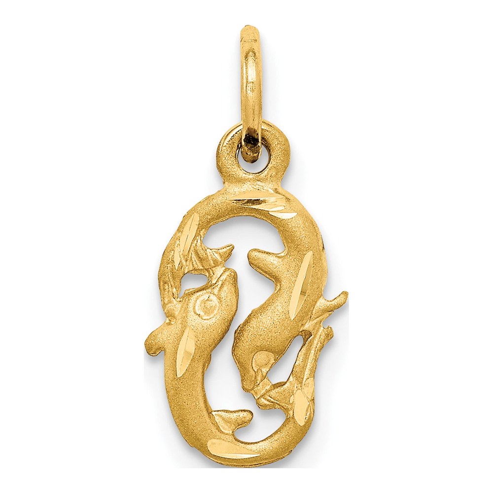 14K Yellow Gold Pisces Zodiac Pendant