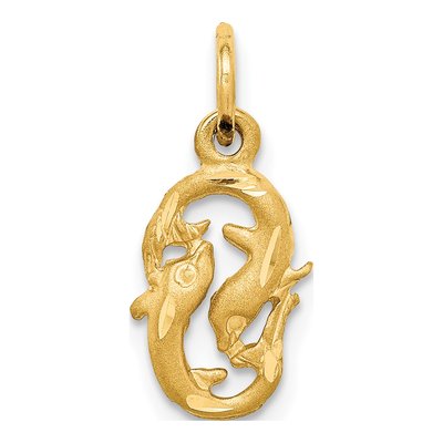 14K Yellow Gold Pisces Zodiac Pendant