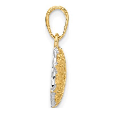 14K Yellow Gold Floral Circle Pendant – view 3