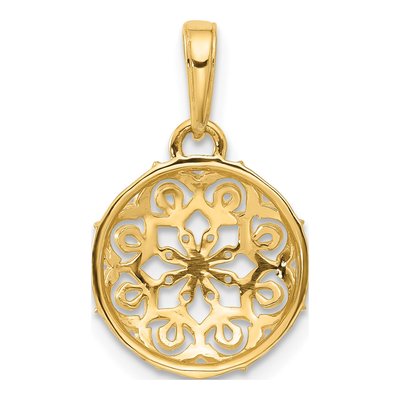 14K Yellow Gold Floral Circle Pendant – view 4