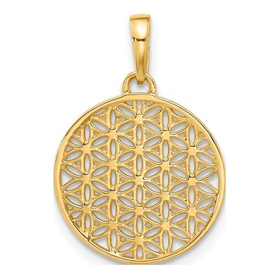 14K Yellow Gold Diamond-Cut Flower Pendant – view 4