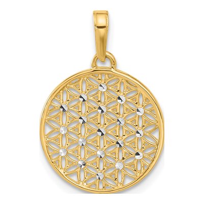 14K Yellow Gold Diamond-Cut Flower Pendant