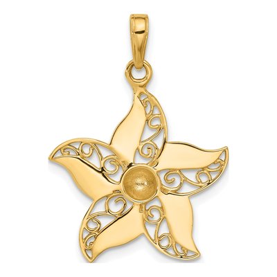 14K Yellow Gold Filigree Flower Pendant – view 4