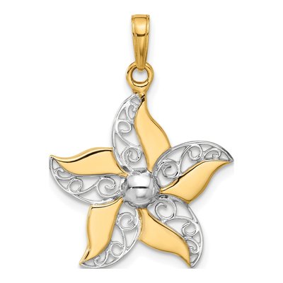 14K Yellow Gold Filigree Flower Pendant