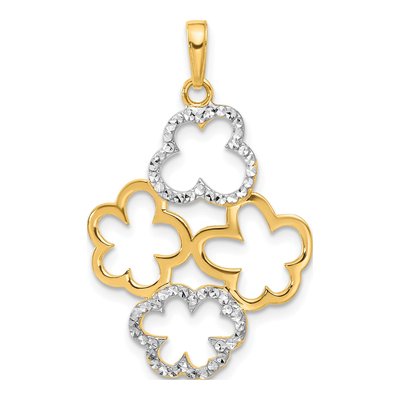 14K Yellow Gold Flowers Pendant