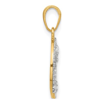 14K Yellow Gold Diamond-Cut Butterfly Circle Pendant – view 2