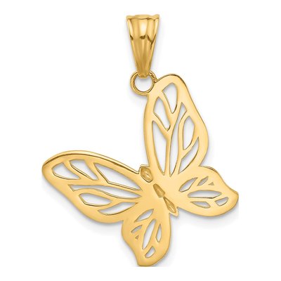 14K Yellow Gold Diamond-Cut Butterfly Pendant – view 4