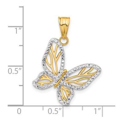 14K Yellow Gold Diamond-Cut Butterfly Pendant – view 5