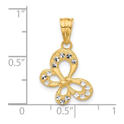14K Yellow Gold Diamond-Cut Butterfly Pendant – view 5
