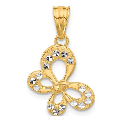 14K Yellow Gold Diamond-Cut Butterfly Pendant