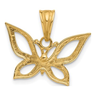 14K Yellow Gold Diamond-Cut Butterfly Pendant – view 4
