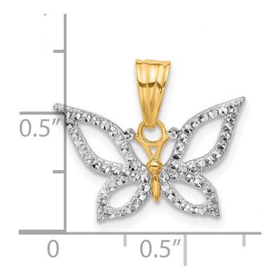 14K Yellow Gold Diamond-Cut Butterfly Pendant – view 5