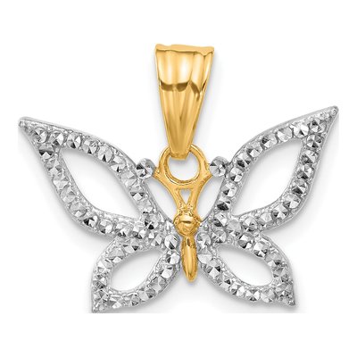 14K Yellow Gold Diamond-Cut Butterfly Pendant