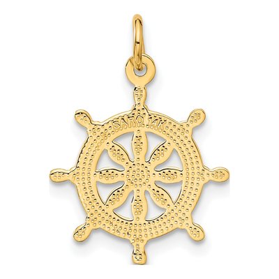 14K Yellow Gold Ships Wheel Pendant – view 4
