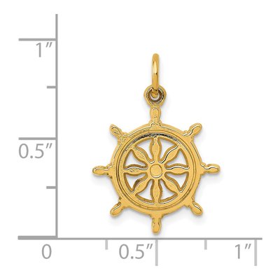 14K Yellow Gold Ships Wheel Pendant – view 5