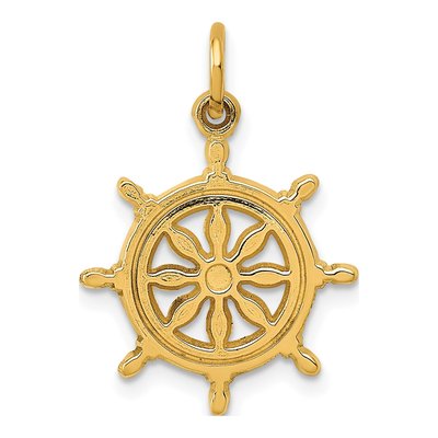 14K Yellow Gold Ships Wheel Pendant