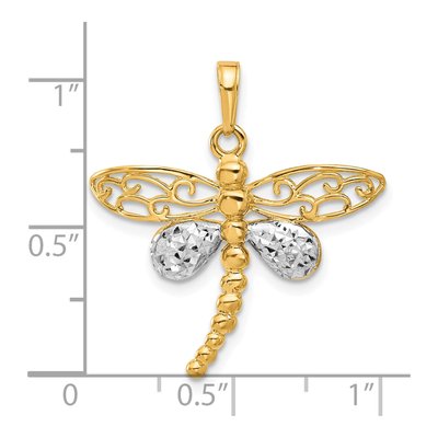 14K Yellow Gold Diamond-Cut Dragonfly Pendant – view 5