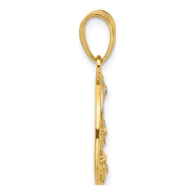 14K Yellow Gold Diamond-Cut Moon Stars Pendant – view 3