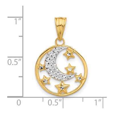 14K Yellow Gold Diamond-Cut Moon Stars Pendant – view 5