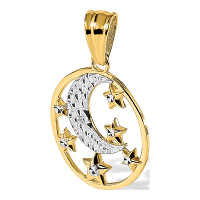 14K Yellow Gold Diamond-Cut Moon Stars Pendant – view 6