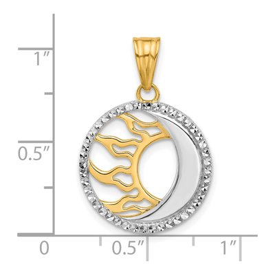 14K Yellow Gold Diamond-Cut Sun Moon Pendant – view 5